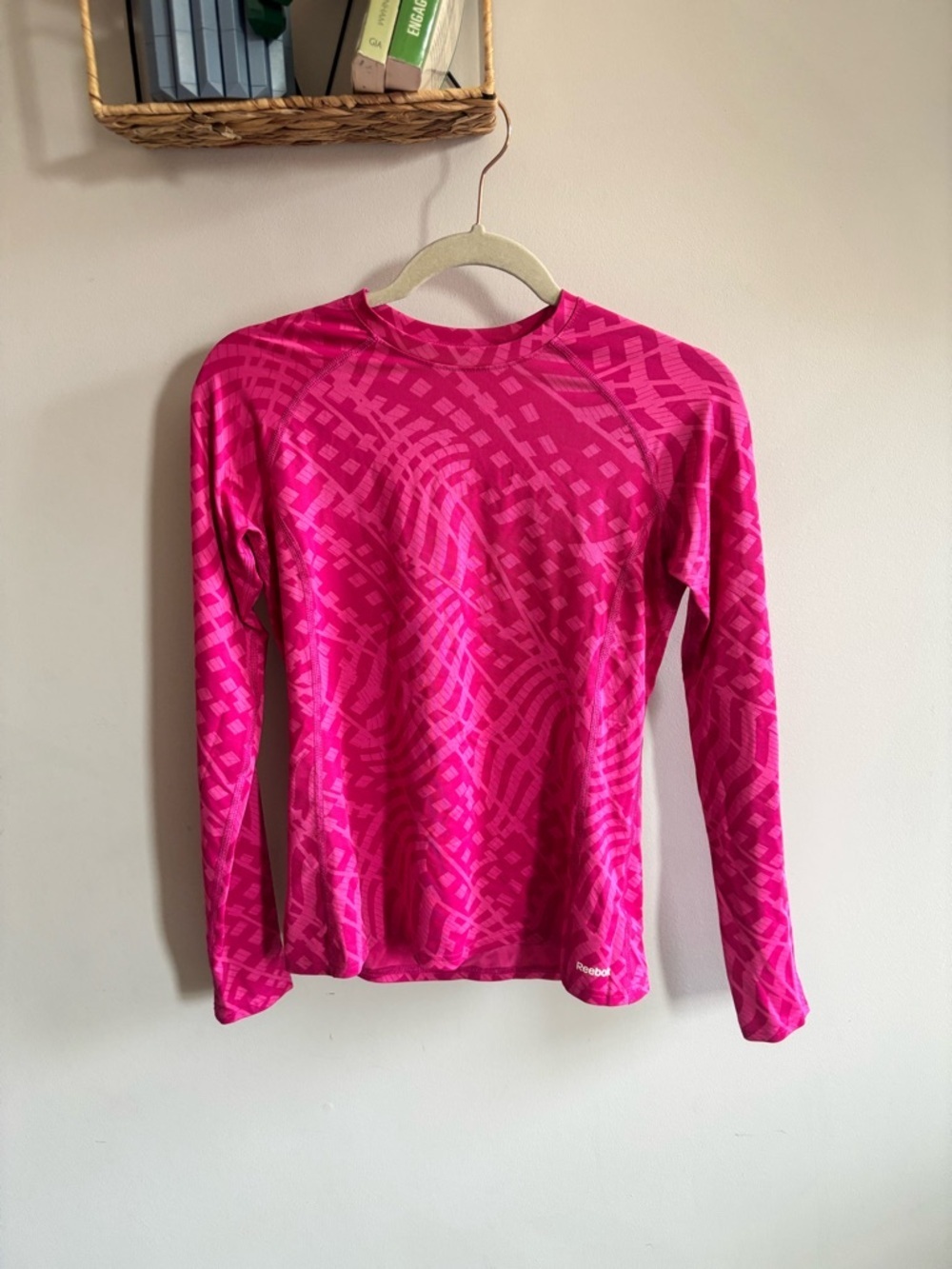 Reebok Pink Patterned Long-Sleeve Athletic Top